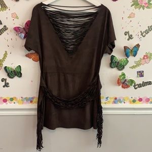 ❤️❤️faux suede dark brown great quality tunic❤️❤️NWOT
